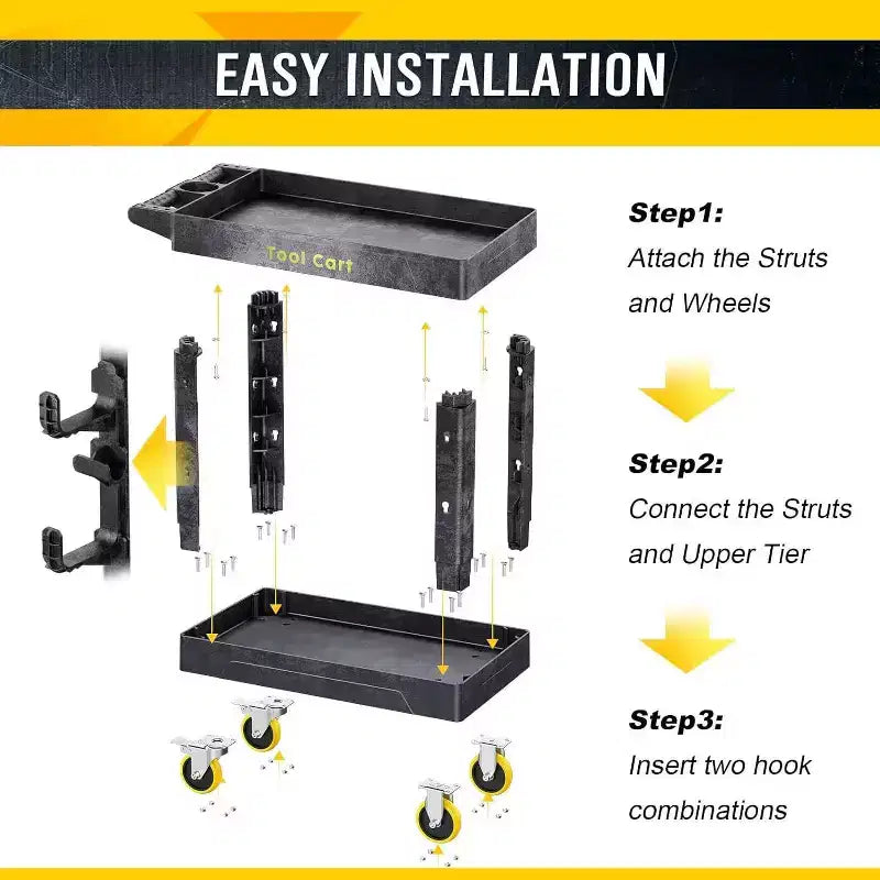 SILVEL Heavy Duty Rolling Utility Cart 2 Shelf 850 lb Capacity with Locking Wheels for Garage Warehouse and Cleaning
