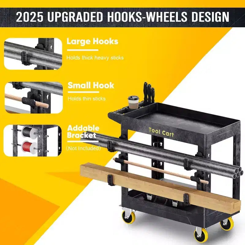 SILVEL Heavy Duty Rolling Utility Cart 2 Shelf 850 lb Capacity with Locking Wheels for Garage Warehouse and Cleaning