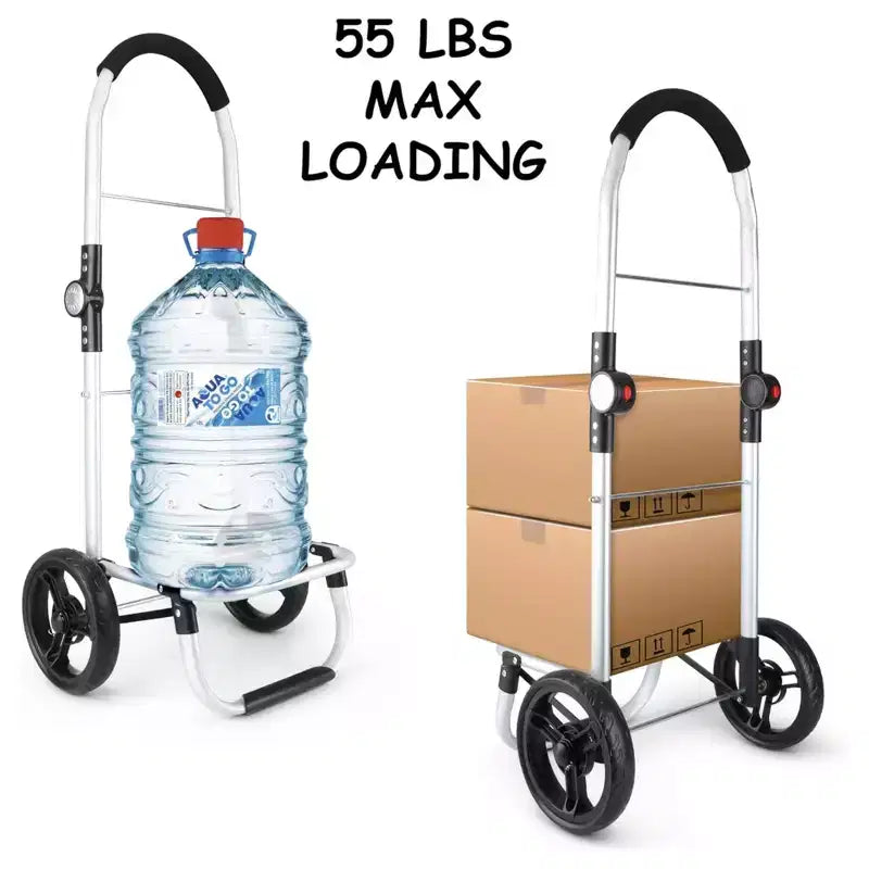 Olympia Tools Aluminum Foldable Utility Shopping Cart w/ Wheels & Removable Bag