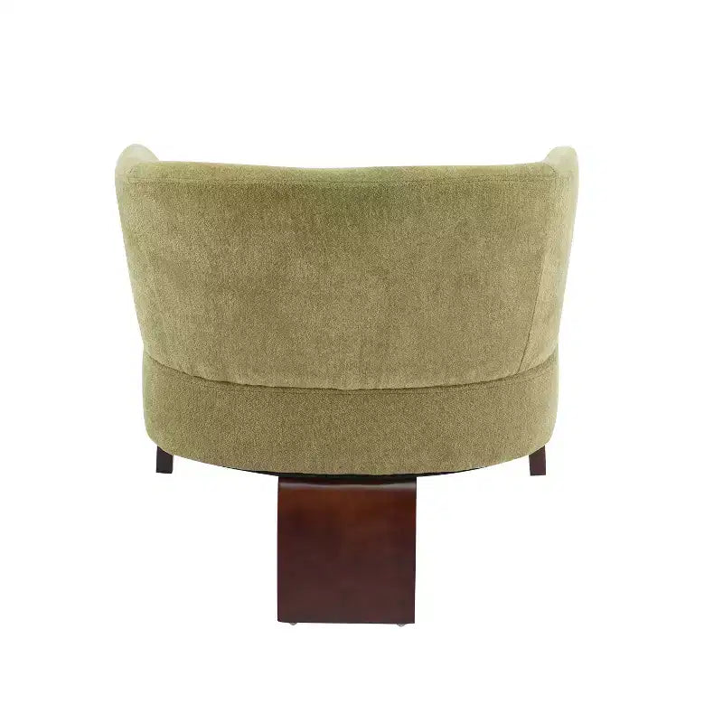 Modern Accent Chair with Round Back and Wooden Legs, Soft Fabric Upholstery, for Living Room or Office