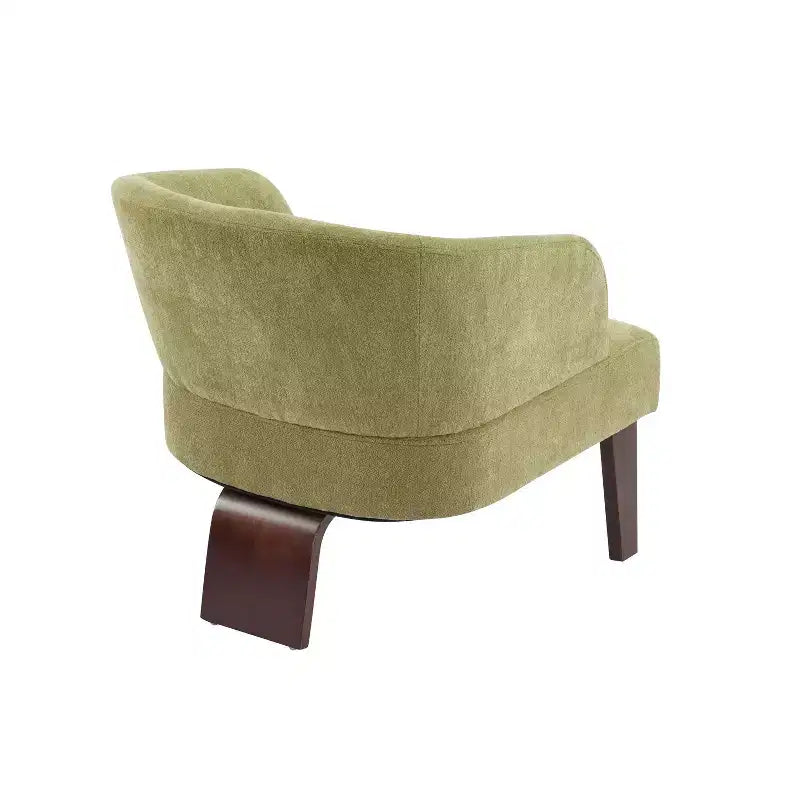 Modern Accent Chair with Round Back and Wooden Legs, Soft Fabric Upholstery, for Living Room or Office