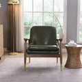 29.2-Inch Mid-Century Faux Leather Accent Chair with Brass-Tipped Legs, for Living Room or Office