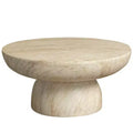 LeisureMod Lunexa Round Coffee Table  Fiberstone Pedestal Accent Table for Indoor or Outdoor Use, Sculpted Design with Anti-Slip Foot Pads