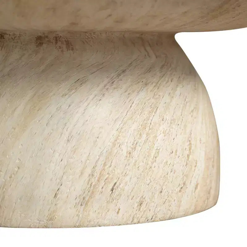 LeisureMod Lunexa Round Coffee Table  Fiberstone Pedestal Accent Table for Indoor or Outdoor Use, Sculpted Design with Anti-Slip Foot Pads