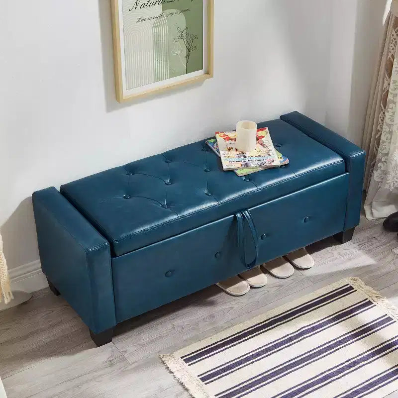 48 Modern PU Leather Storage Bench with Flip-Top, Entryway Bench with Storage for Living Room, Bedroom, or Entryway-Panipeachy