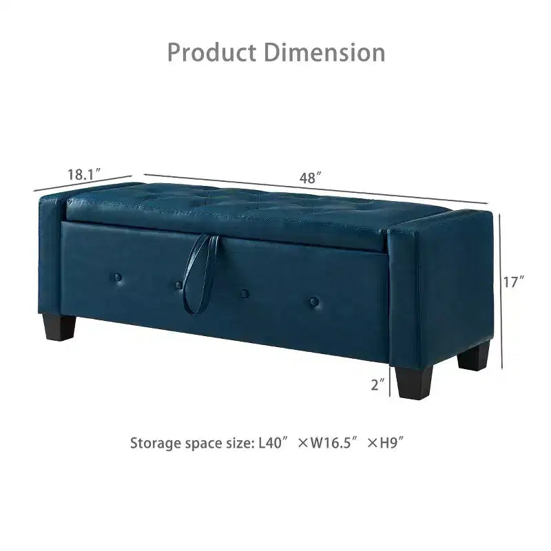 48 Modern PU Leather Storage Bench with Flip-Top, Entryway Bench with Storage for Living Room, Bedroom, or Entryway-Panipeachy