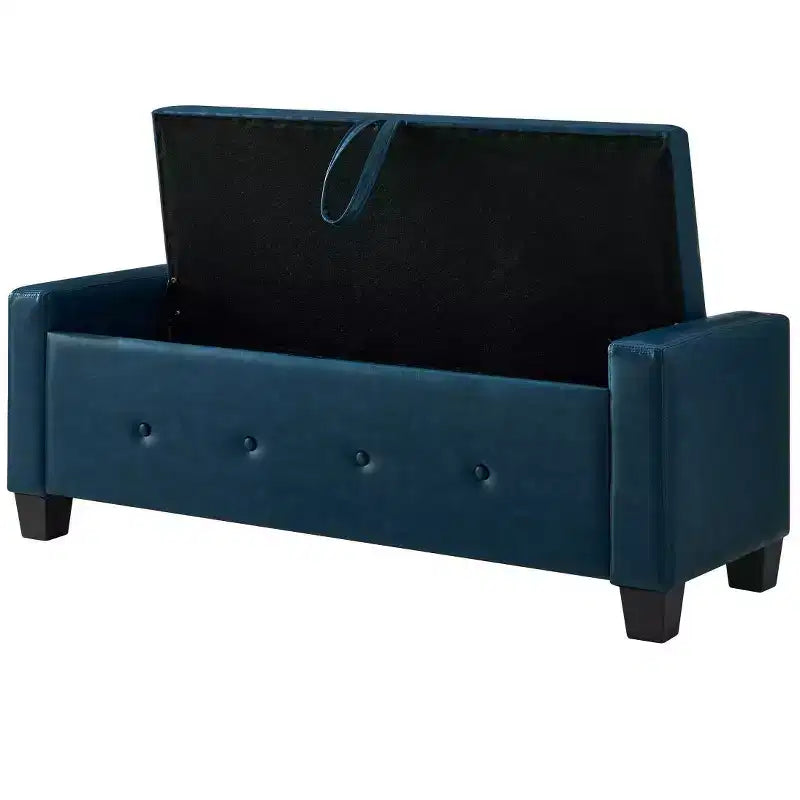 48 Modern PU Leather Storage Bench with Flip-Top, Entryway Bench with Storage for Living Room, Bedroom, or Entryway-Panipeachy