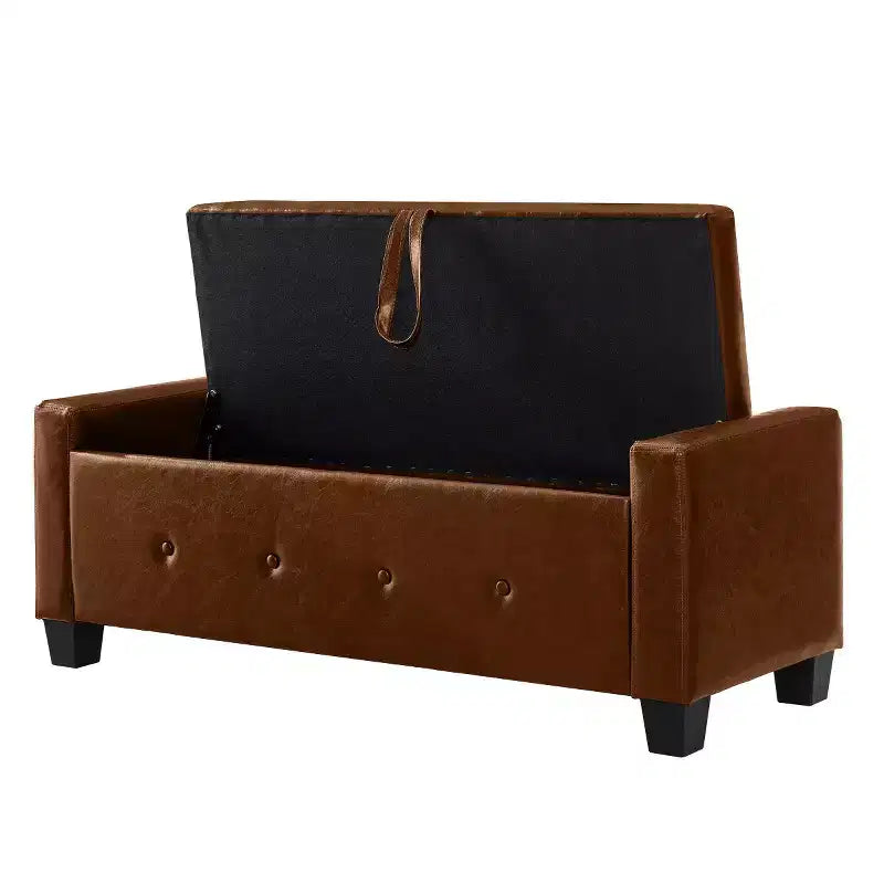 48 Modern PU Leather Storage Bench with Flip-Top, Entryway Bench with Storage for Living Room, Bedroom, or Entryway-Panipeachy
