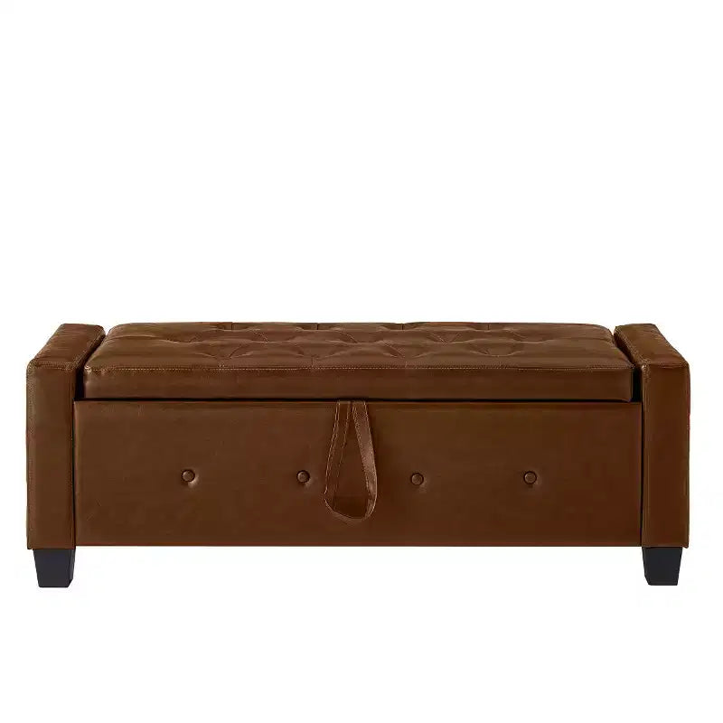 48 Modern PU Leather Storage Bench with Flip-Top, Entryway Bench with Storage for Living Room, Bedroom, or Entryway-Panipeachy