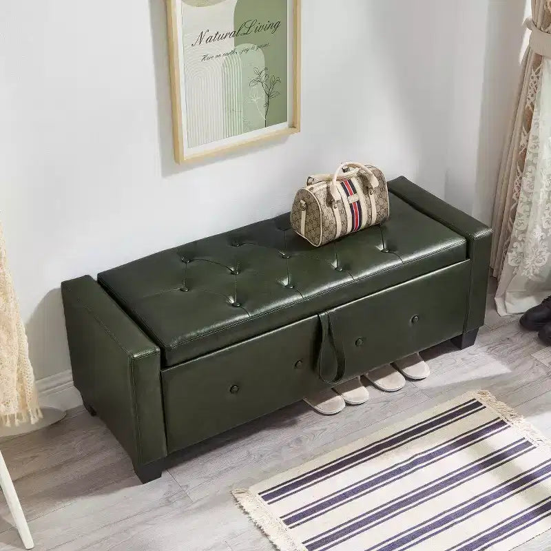 48 Modern PU Leather Storage Bench with Flip-Top, Entryway Bench with Storage for Living Room, Bedroom, or Entryway-Panipeachy