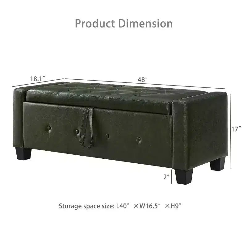48 Modern PU Leather Storage Bench with Flip-Top, Entryway Bench with Storage for Living Room, Bedroom, or Entryway-Panipeachy