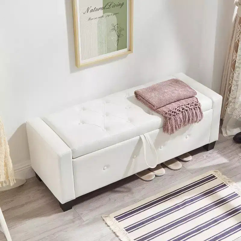48 Modern PU Leather Storage Bench with Flip-Top, Entryway Bench with Storage for Living Room, Bedroom, or Entryway-Panipeachy