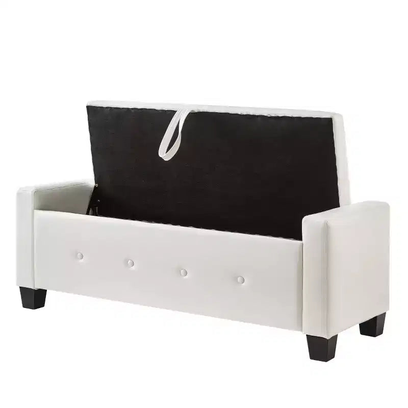 48 Modern PU Leather Storage Bench with Flip-Top, Entryway Bench with Storage for Living Room, Bedroom, or Entryway-Panipeachy