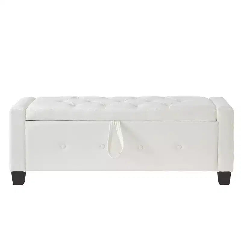 48 Modern PU Leather Storage Bench with Flip-Top, Entryway Bench with Storage for Living Room, Bedroom, or Entryway-Panipeachy