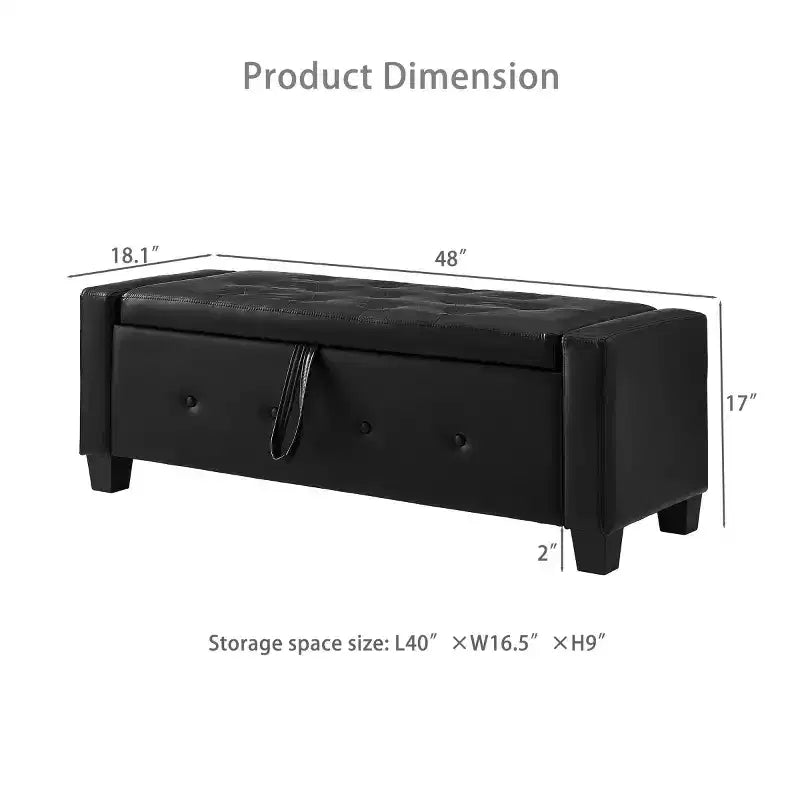 48 Modern PU Leather Storage Bench with Flip-Top, Entryway Bench with Storage for Living Room, Bedroom, or Entryway-Panipeachy