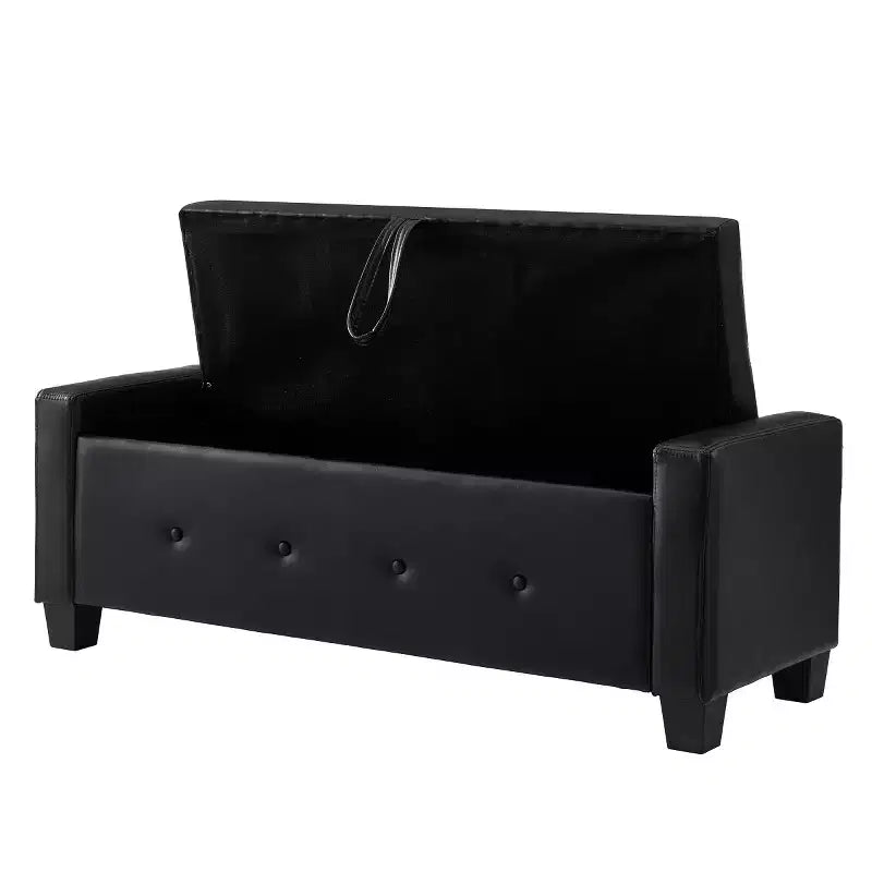 48 Modern PU Leather Storage Bench with Flip-Top, Entryway Bench with Storage for Living Room, Bedroom, or Entryway-Panipeachy