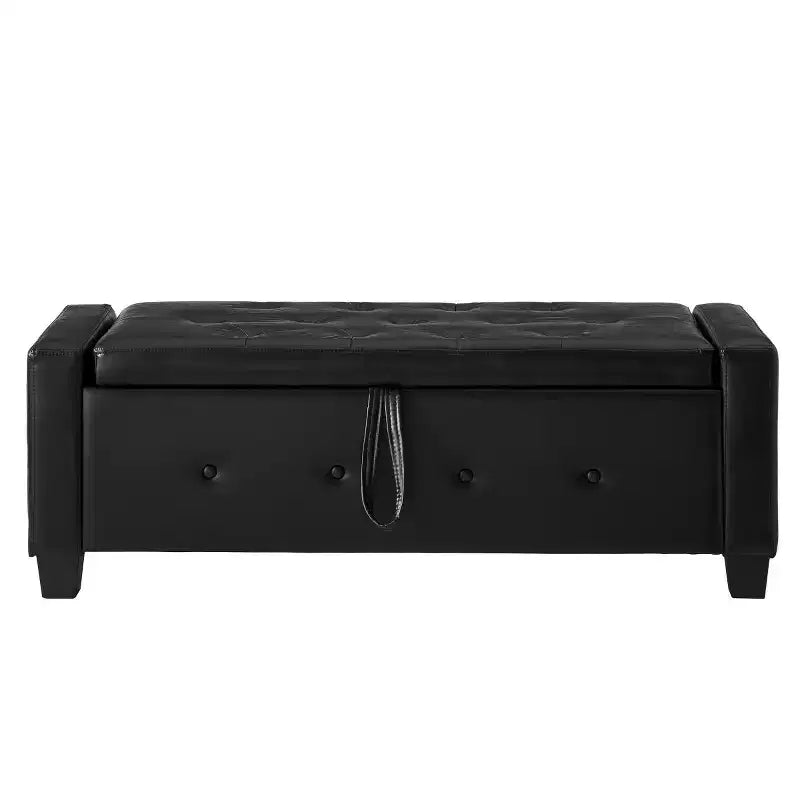 48 Modern PU Leather Storage Bench with Flip-Top, Entryway Bench with Storage for Living Room, Bedroom, or Entryway-Panipeachy