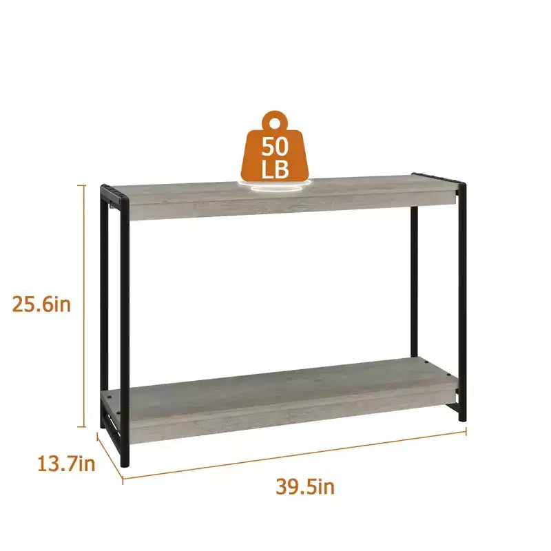 40 Farmhouse Console Table with 2 Shelves  Grey Slatted Sofa & Entryway Table