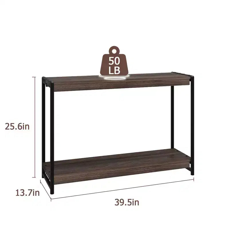 40 Farmhouse Console Table with 2 Shelves  Grey Slatted Sofa & Entryway Table