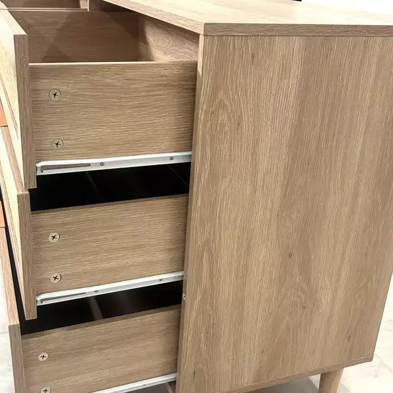 JVNOXK 59.06-inch 6-Drawer Rattan Storage Cabinet with White Drawer Slides, Suitable for Bedrooms, Features Storage Space,Natural