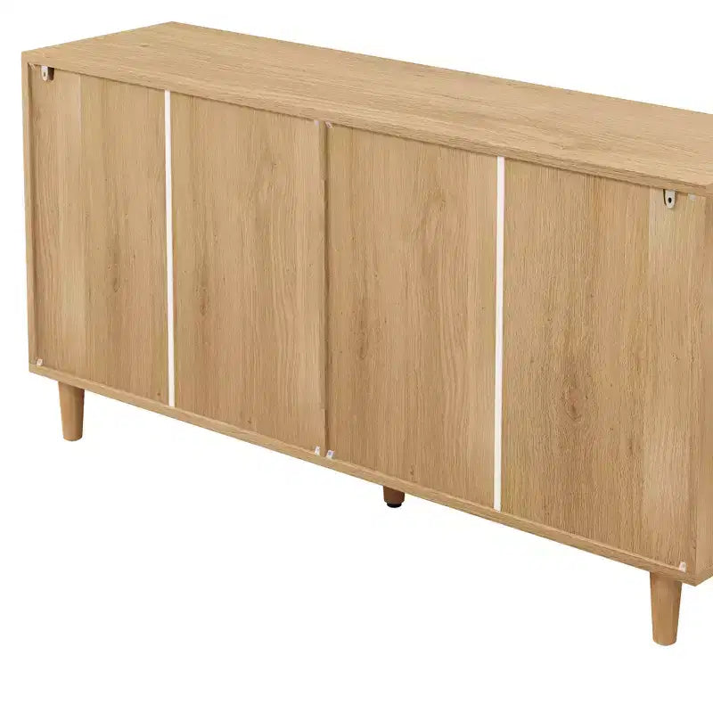 JVNOXK 59.06-inch 6-Drawer Rattan Storage Cabinet with White Drawer Slides, Suitable for Bedrooms, Features Storage Space,Natural