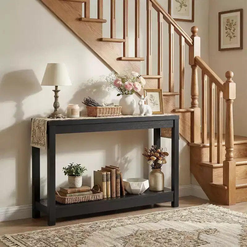 Besiost 47-In Console Table with Storage Shelf, Narrow Entryway Table Behind Sofa Table