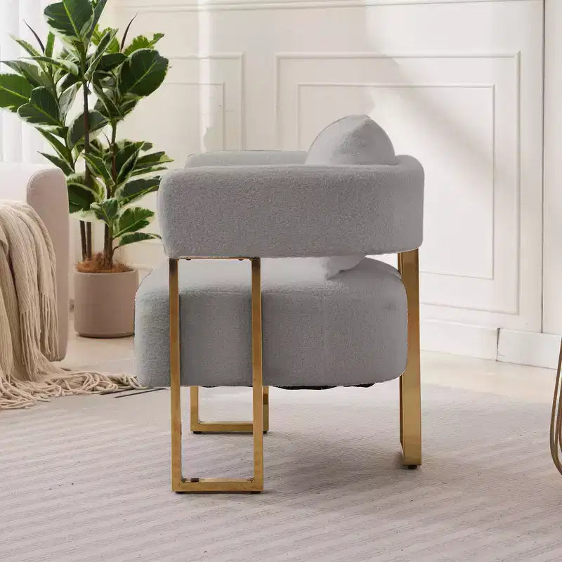Zeus & Ruta Modern Accent Chairs Set of 2 with Teddy Fleece Upholstered & Gold Metal Legs