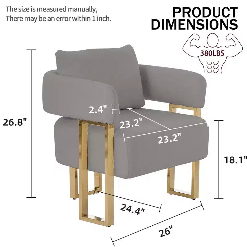 Zeus & Ruta Modern Accent Chairs Set of 2 with Teddy Fleece Upholstered & Gold Metal Legs