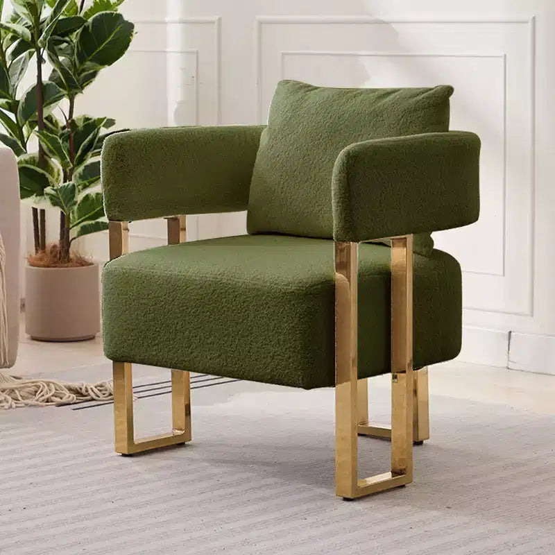 Zeus & Ruta Modern Accent Chairs Set of 2 with Teddy Fleece Upholstered & Gold Metal Legs