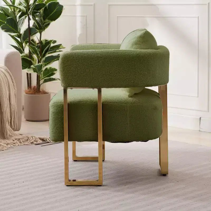 Zeus & Ruta Modern Accent Chairs Set of 2 with Teddy Fleece Upholstered & Gold Metal Legs