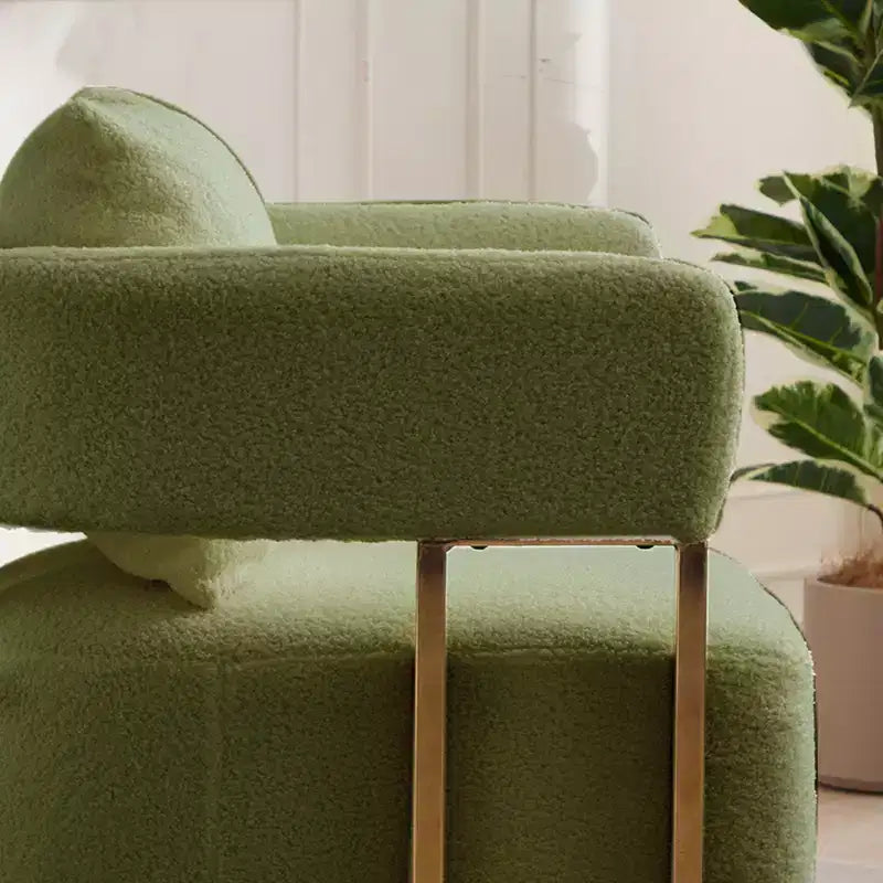 Zeus & Ruta Modern Accent Chairs Set of 2 with Teddy Fleece Upholstered & Gold Metal Legs