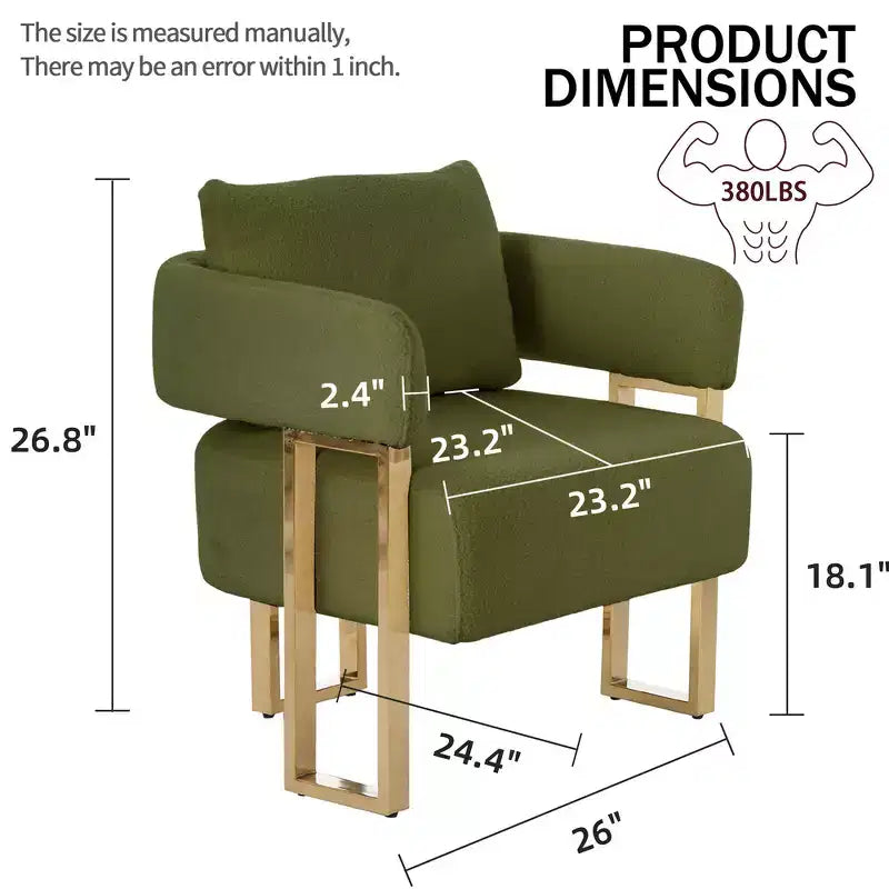 Zeus & Ruta Modern Accent Chairs Set of 2 with Teddy Fleece Upholstered & Gold Metal Legs