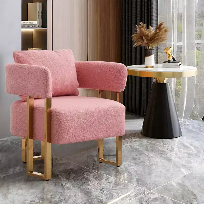 Zeus & Ruta Modern Accent Chairs Set of 2 with Teddy Fleece Upholstered & Gold Metal Legs