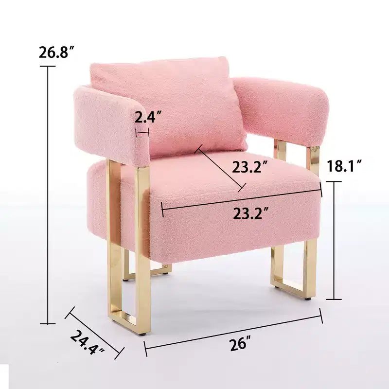 Zeus & Ruta Modern Accent Chairs Set of 2 with Teddy Fleece Upholstered & Gold Metal Legs