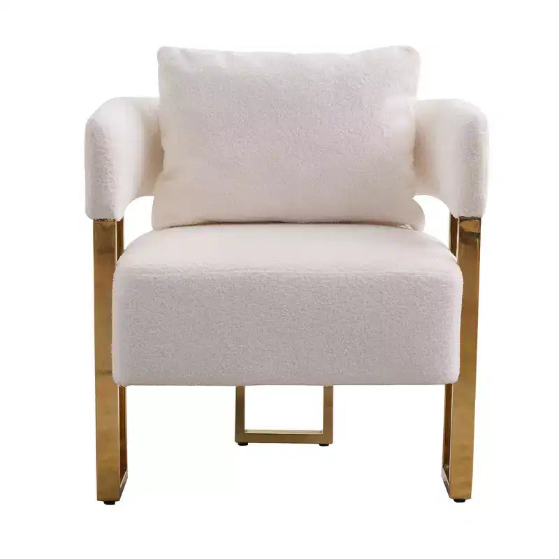 Zeus & Ruta Modern Accent Chairs Set of 2 with Teddy Fleece Upholstered & Gold Metal Legs