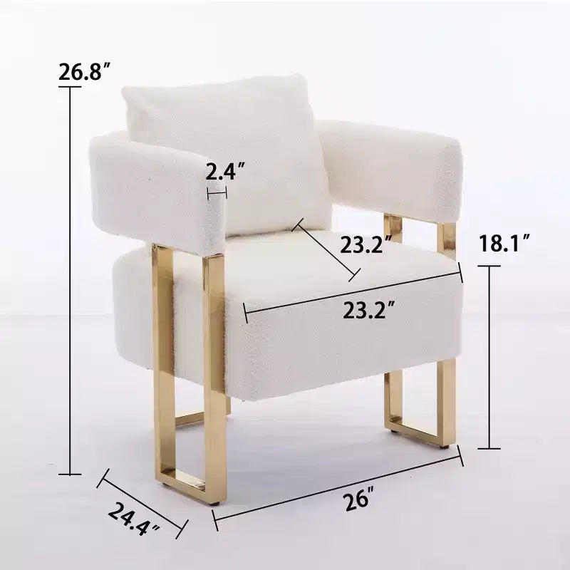 Zeus & Ruta Modern Accent Chairs Set of 2 with Teddy Fleece Upholstered & Gold Metal Legs