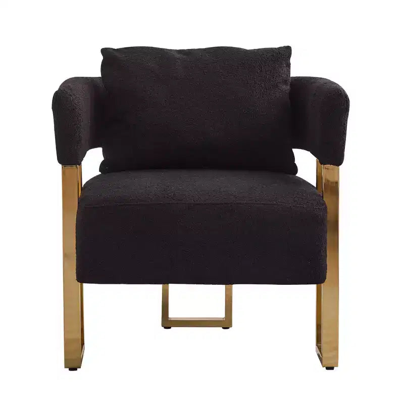 Zeus & Ruta Modern Accent Chairs Set of 2 with Teddy Fleece Upholstered & Gold Metal Legs