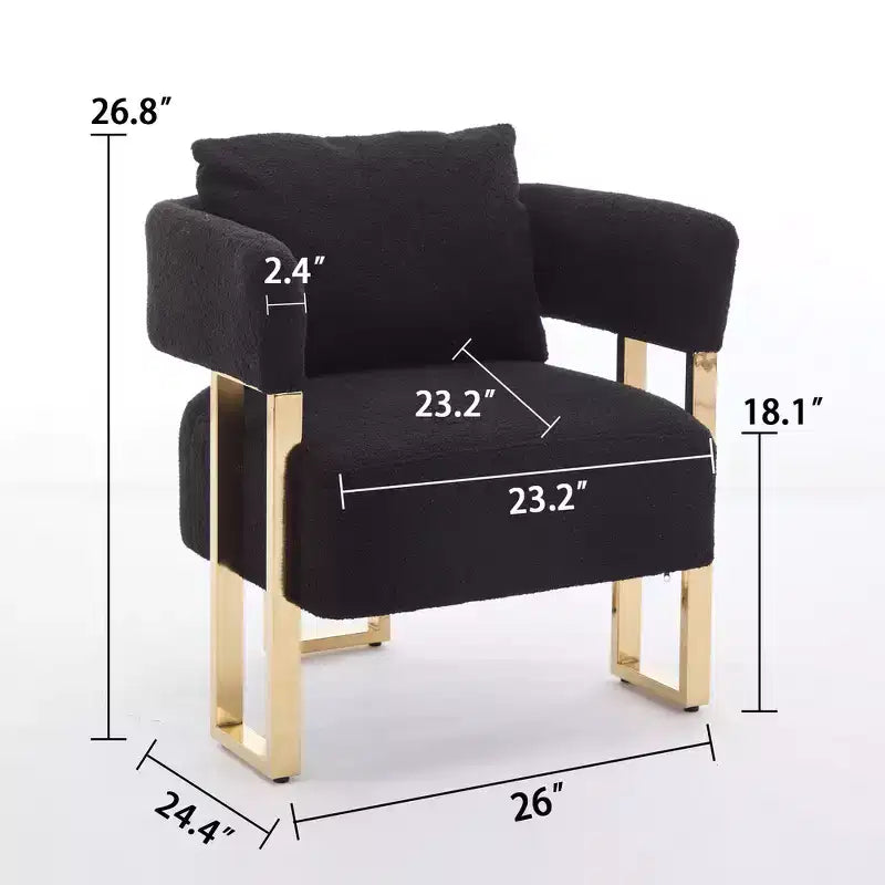 Zeus & Ruta Modern Accent Chairs Set of 2 with Teddy Fleece Upholstered & Gold Metal Legs