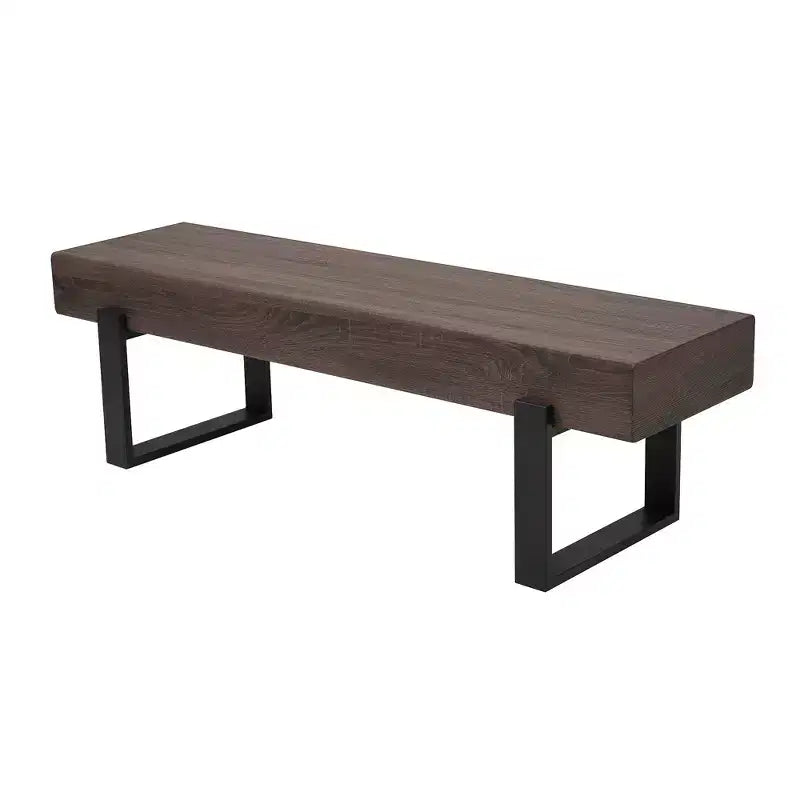 59 Farmhouse Dining Bench with MDF Top and Metal Legs for Multiple Uses