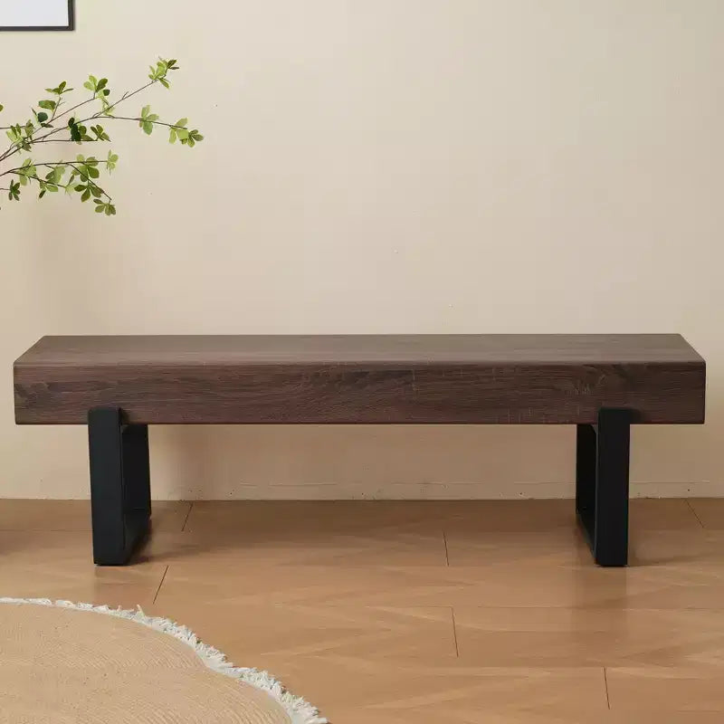 59 Farmhouse Dining Bench with MDF Top and Metal Legs for Multiple Uses