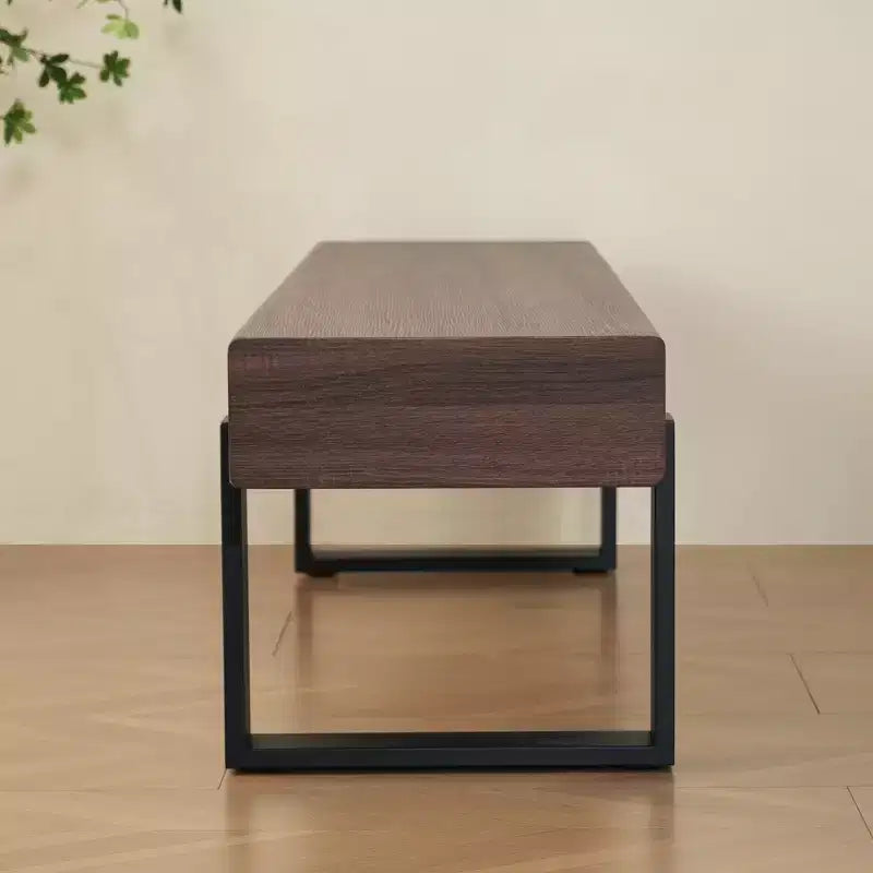 59 Farmhouse Dining Bench with MDF Top and Metal Legs for Multiple Uses