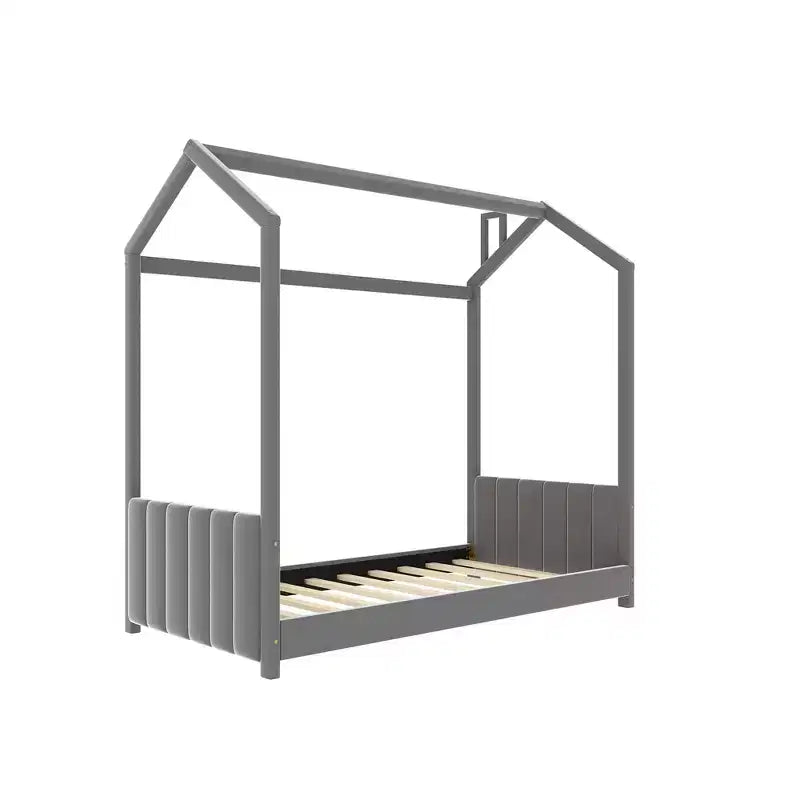 Luxystar Velvet House Bed for Kids' Room, Gray