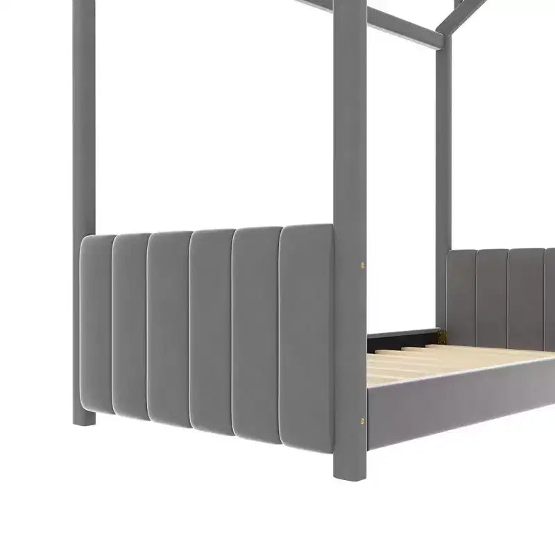Luxystar Velvet House Bed for Kids' Room, Gray
