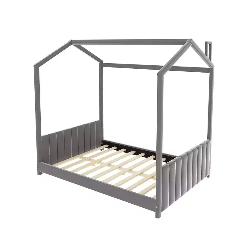 Luxystar Velvet House Bed for Kids' Room, Gray
