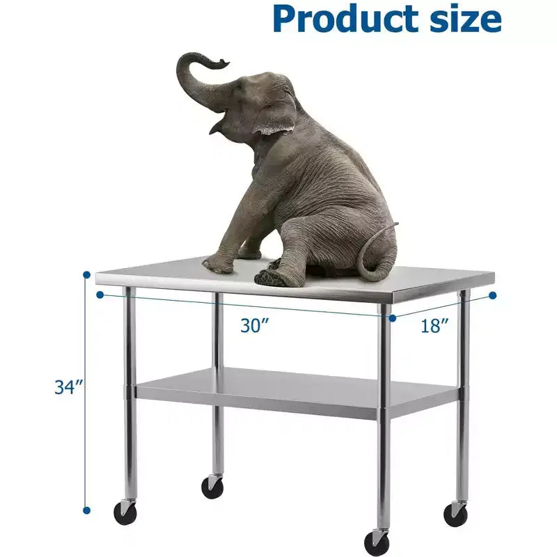 Coolmee Heavy Duty Stainless Steel Table for Prep and Work, NSF Commercial Table with Adjustable Bottom Shelf for Kitchen, Restaurant, Home, Garage