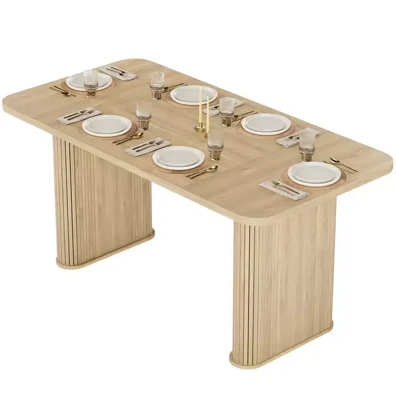 Dining Table for 6-8 People - 62 Modern Long Kitchen Table with Large Tabletop & Heavy Duty Pedestal Legs, Rectangular Dinner Table