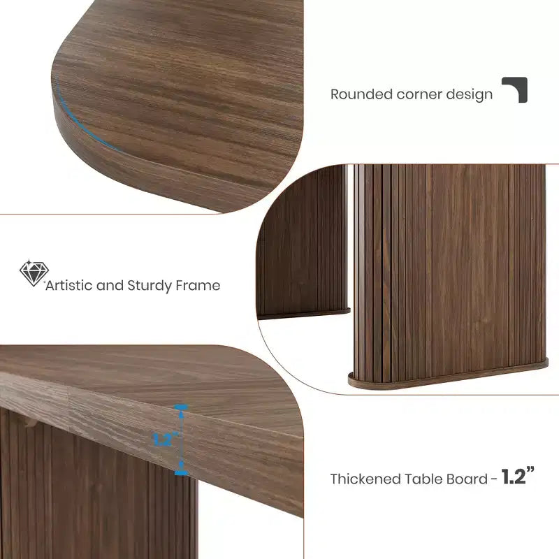 Dining Table for 6-8 People - 62 Modern Long Kitchen Table with Large Tabletop & Heavy Duty Pedestal Legs, Rectangular Dinner Table