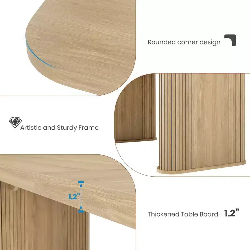 Dining Table for 6-8 People - 62 Modern Long Kitchen Table with Large Tabletop & Heavy Duty Pedestal Legs, Rectangular Dinner Table
