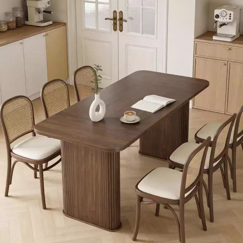 Dining Table for 6-8 People - 62 Modern Long Kitchen Table with Large Tabletop & Heavy Duty Pedestal Legs, Rectangular Dinner Table