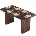 Dining Table for 6-8 People - 62 Modern Long Kitchen Table with Large Tabletop & Heavy Duty Pedestal Legs, Rectangular Dinner Table
